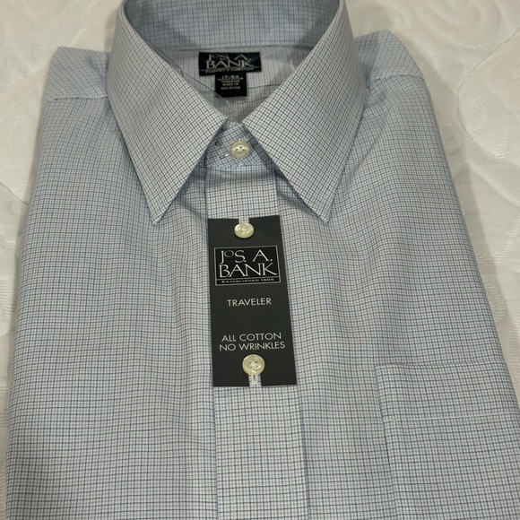 Jos. A. Bank Men's Traveler Light Blue Grid Dress Shirt - Picture 1 of 6